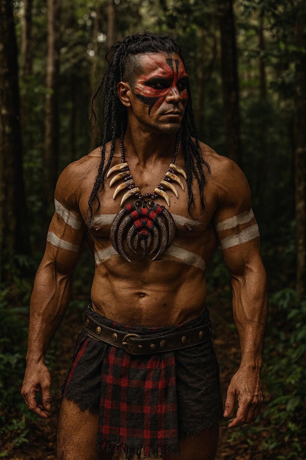 Replica Dayak Tribal Skull Claw Tusk Necklace | XL Boho Festival Jewelry Ethnic Statement Piece