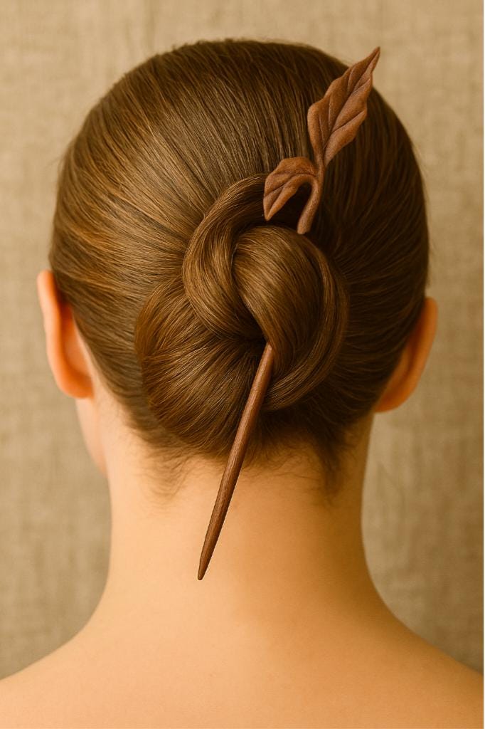 Handmade Teak Wood Hair Sticks Set | 2pcs Boho Bun Pins | Rustic Ethnic Hair Accessories