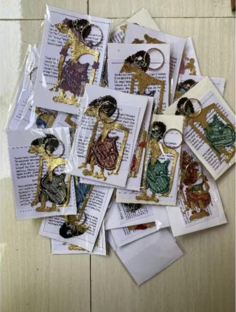 Handmade Wayang Puppet Keychain Set | Indonesian Leather Shadow Puppets | UNESCO Cultural Souvenir Gift Collectible