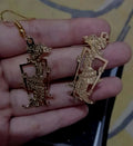 Wayang Earrings 18K Gold Plated Brass | Indonesian Boho Ethnic Dangle Festival Jewelry Gift Statement
