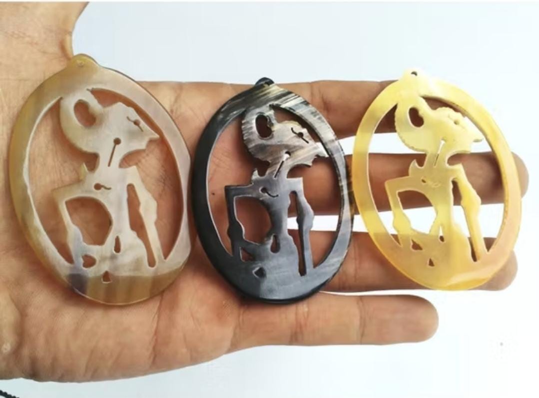 Buffalo Horn Wayang Pendant | Balinese Leak Carving | Handmade Indonesian Ethnic Charm | Pendant Only