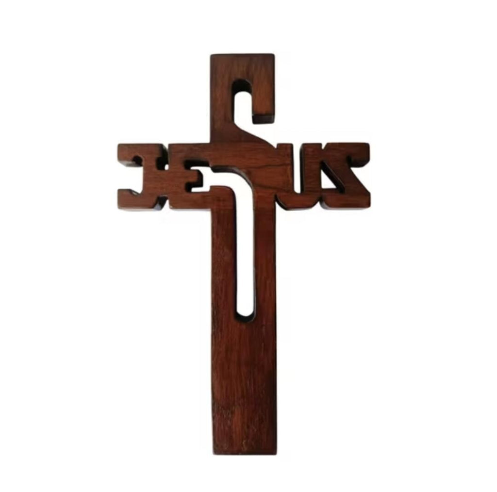 Handmade Wooden Cross Wall Decor, Teak Wood Crucifix, Christian Necklace, Religious Gift Home & Faith
