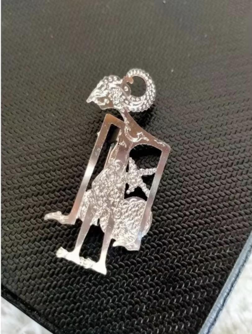 Wayang Silver Plated Brooch, Indonesian Ethnic Pin, Handmade Brass Cultural Jewelry, Unique for Her