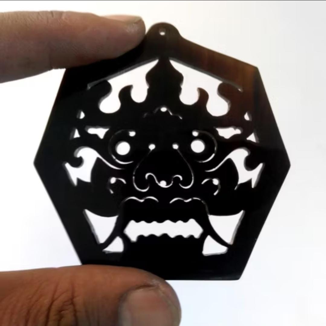 Buffalo Horn Wayang Pendant | Balinese Leak Carving | Handmade Indonesian Ethnic Charm | Pendant Only