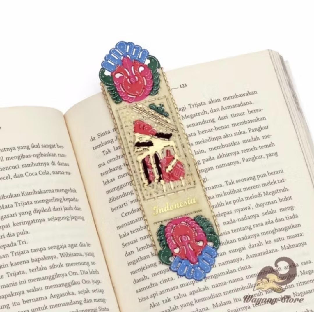 Handmade Leather Wayang Bookmark, Indonesian Shadow Puppet, Cultural Gift, Unique Ethnic Reading Accessory