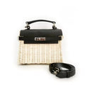 Rattan Wicker Top-Handle Bag – Vegan/Genuine Leather Flap, Basket Purse with Crossbody Strap (≈23×19 cm)