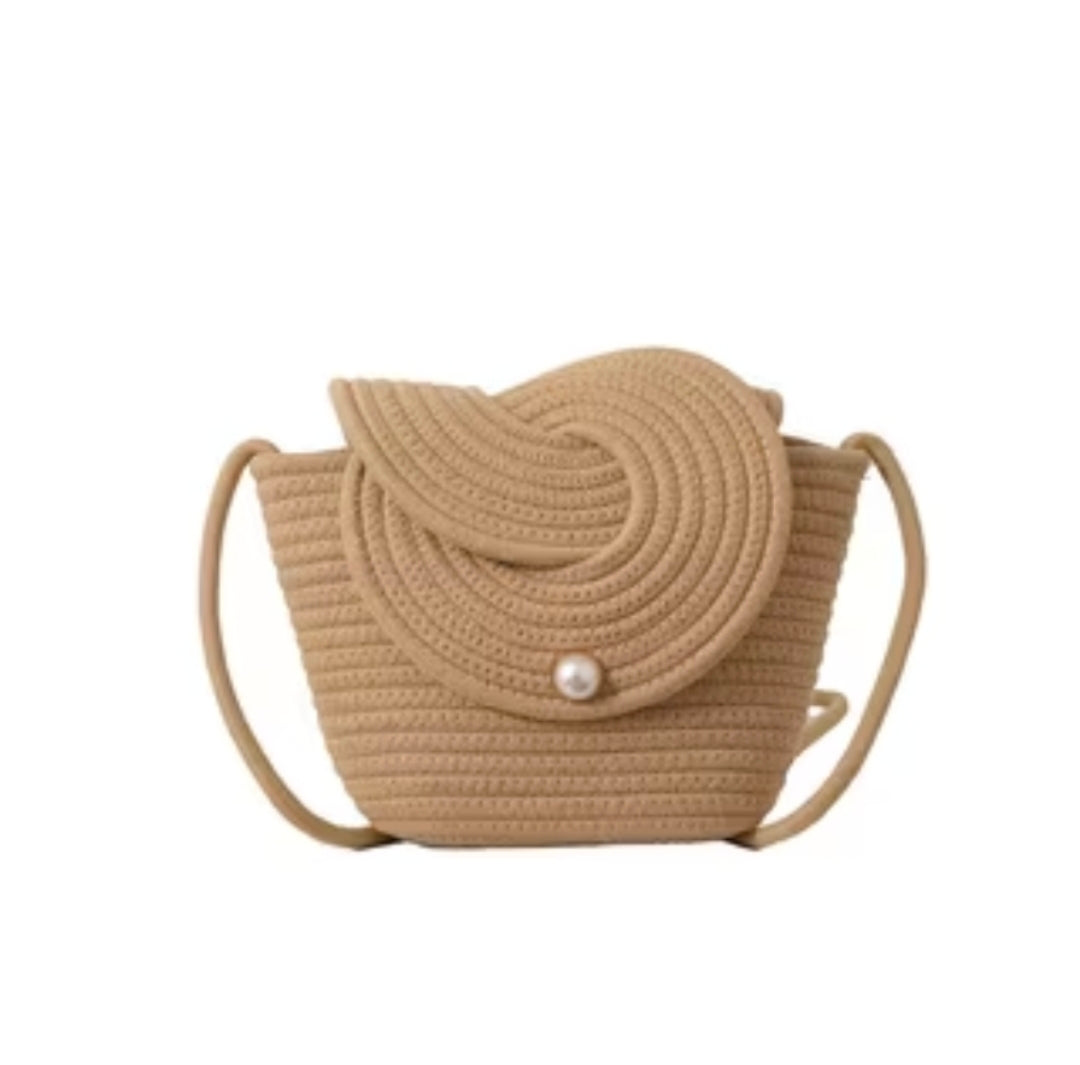 Handmade Boho Cotton Rope Shoulder Bag – Spiral Flap Crossbody, Magnetic Snap, Lightweight Everyday Purse