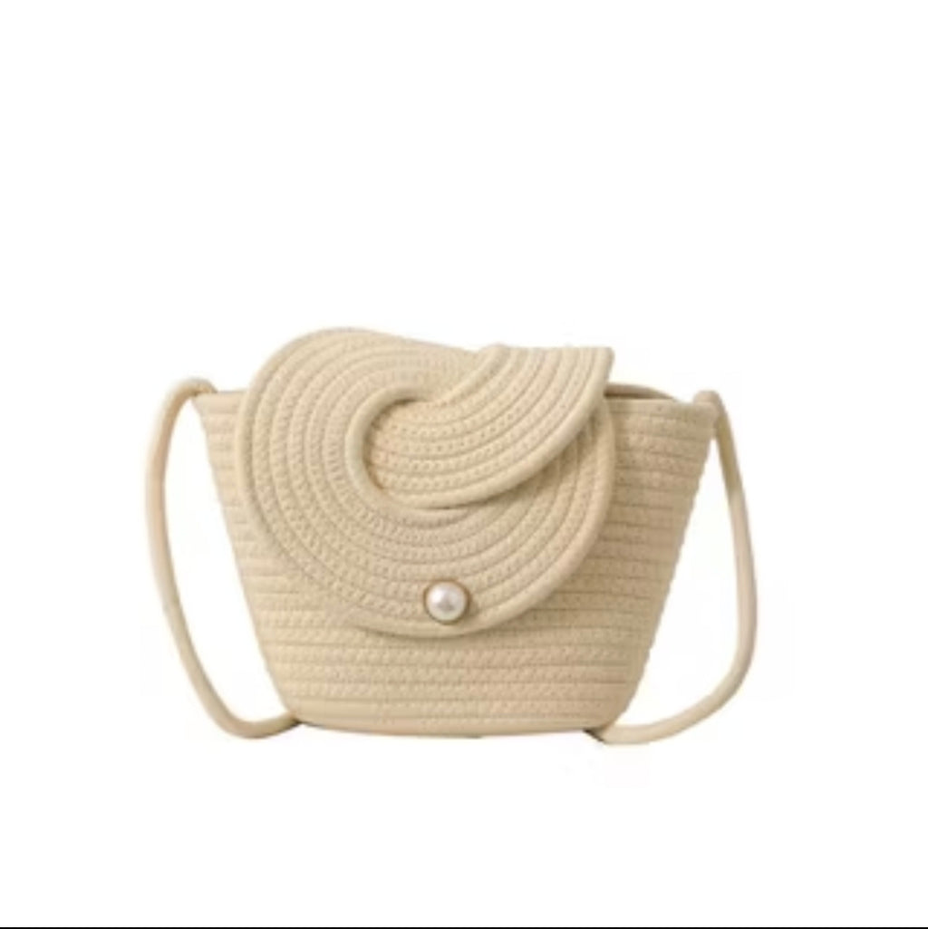 Handmade Boho Cotton Rope Shoulder Bag – Spiral Flap Crossbody, Magnetic Snap, Lightweight Everyday Purse