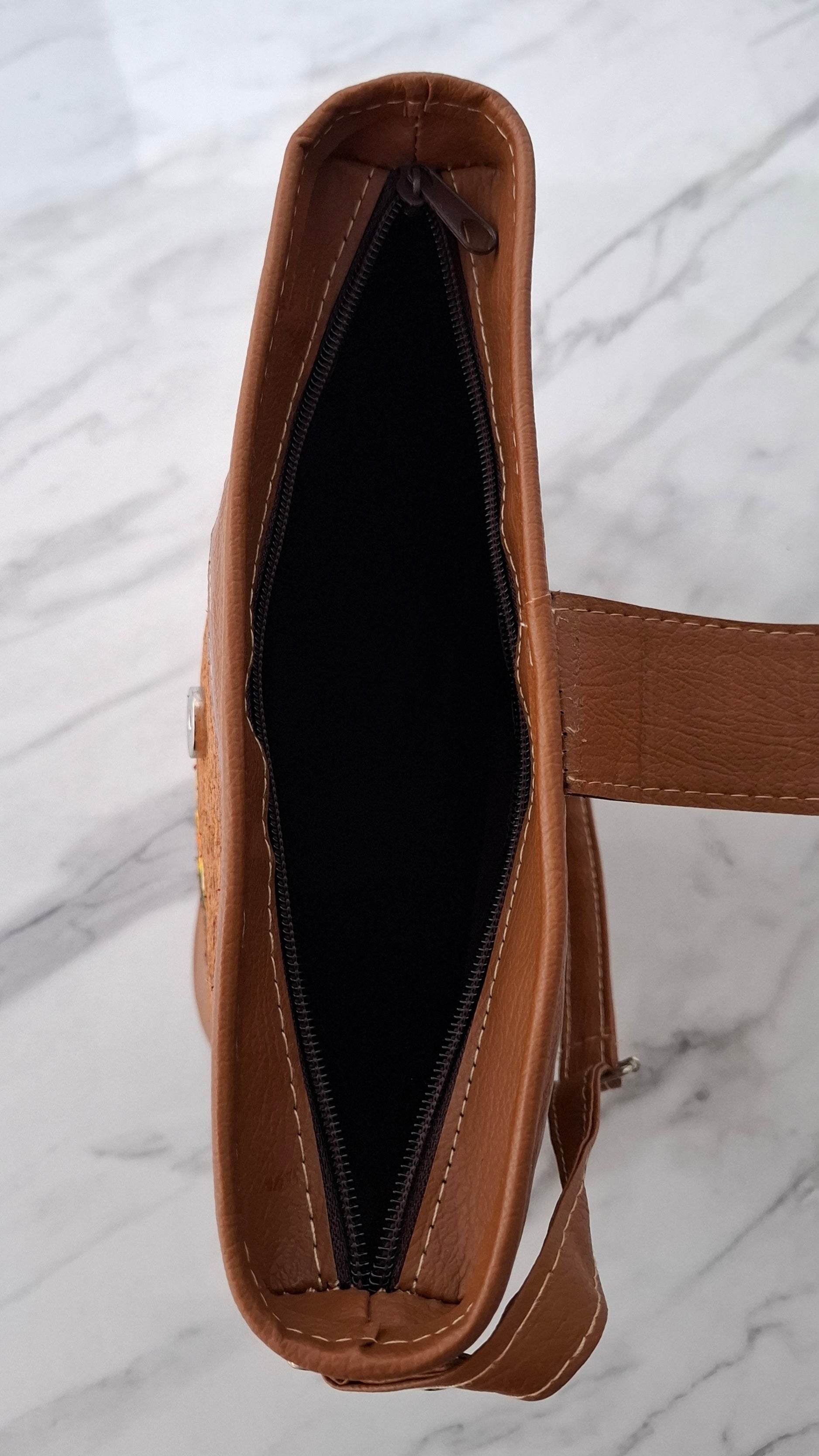 Hand-Painted Bark Cloth Crossbody – Papua Bird-of-Paradise | OOAK Edition 01, 9.4″ × 9.8″, Vegan Leather Trim